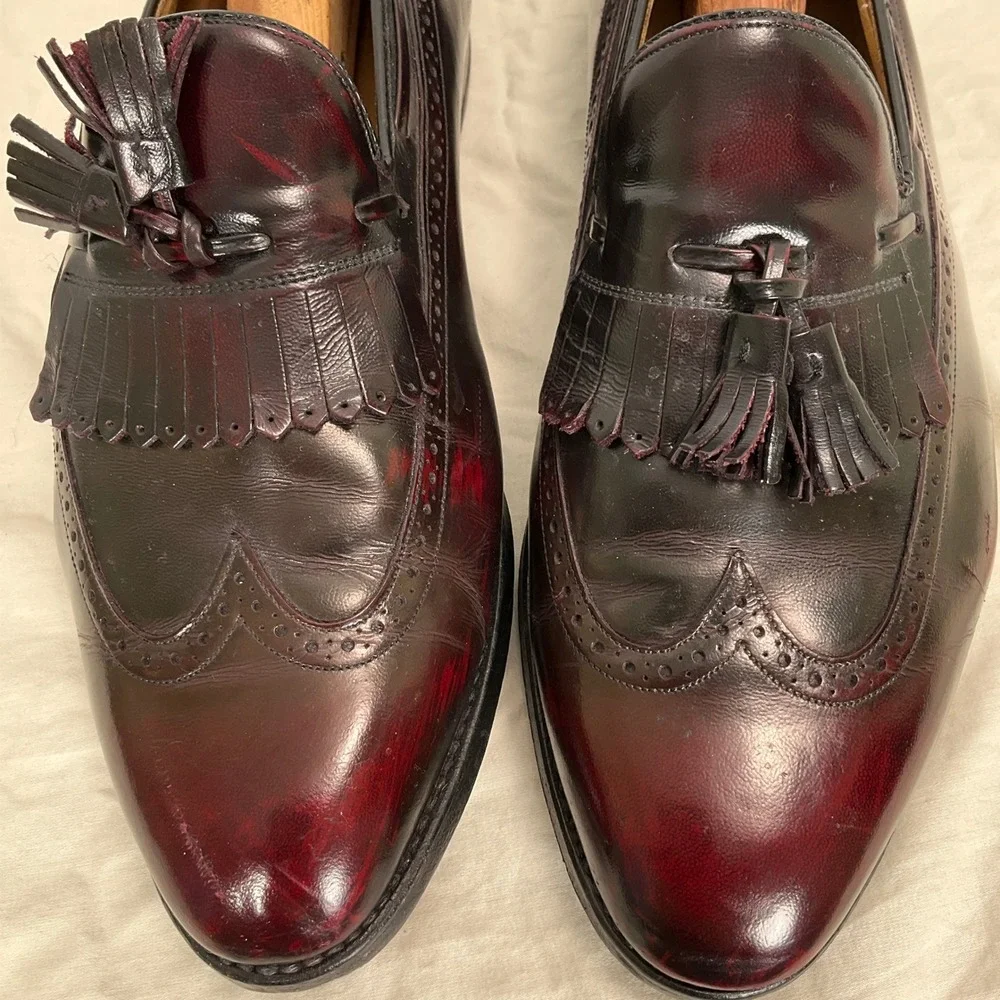 Johnston & Murphy‎ Loafer Mens 11.5 Burgundy Aristocraft Leather Wingtip Shoes